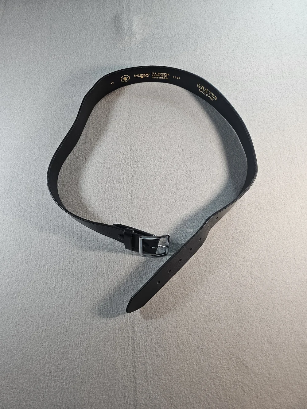 Graves Uniform Genuine Leather Black Men's Belt with Silver Buckle Size 42